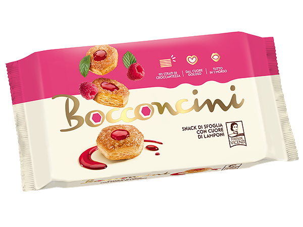 Пирожные Vicenzi Bocconcini слоеные с малиновой начинкой