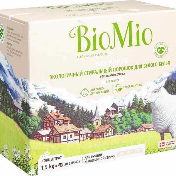 Порошок стиральный BioMio Bio-White для белого белья, 1.5кг