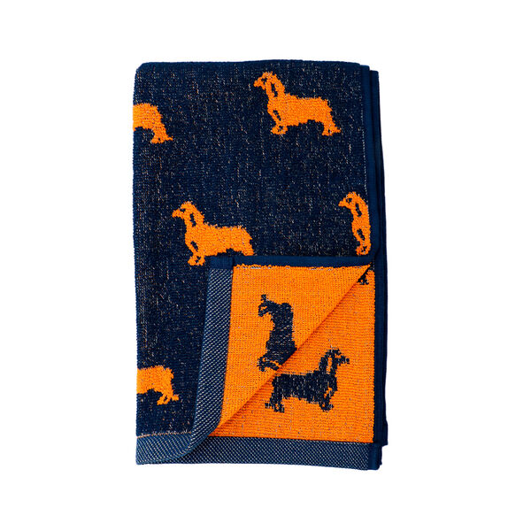 Полотенце махровое пестротк такса 40х60 синий