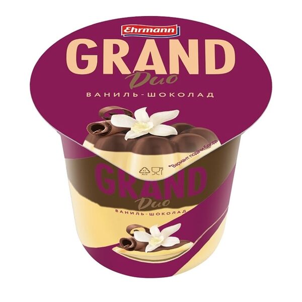 Пудинг молочный Grand Ehrmann Duo 1.8 % Шоколадно-ванильный 230 г