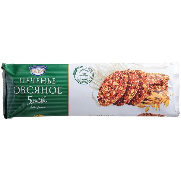 Печенье КП Полёт Классическое Овсяное 5 злаков 250 г