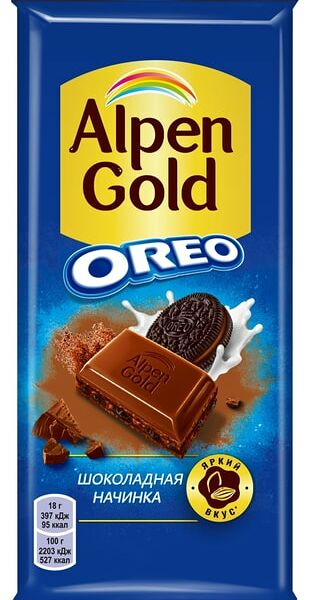 Шоколад Alpen Gold Молочный Орео с шоколадной начинкой 85г