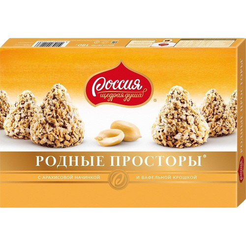 Конфеты Родные просторы глаз шокол глазурью с арахисом 180г