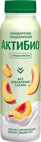 Биойогурт питьевой Актибио С бифидобактериями яблоко, персик 1.5%