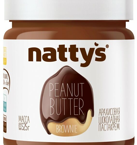 Паста арахисовая Nattys Brownie с какао и медом 525г