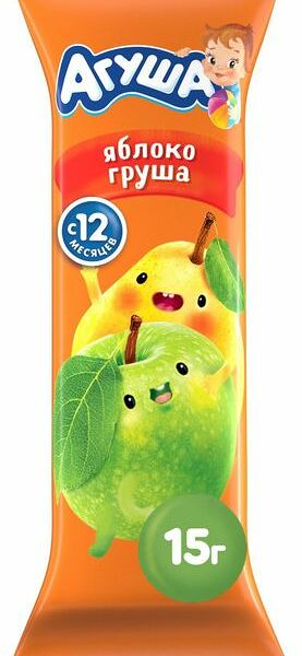 Фруктовый батончик Агуша Полезный перекус яблоко-груша с 12 месяцев 15г