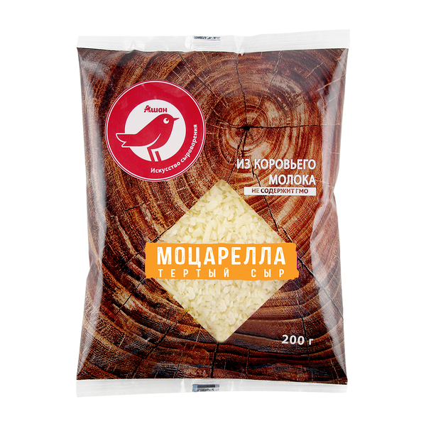 Сыр АШАН Красная птица Моцарелла тертый