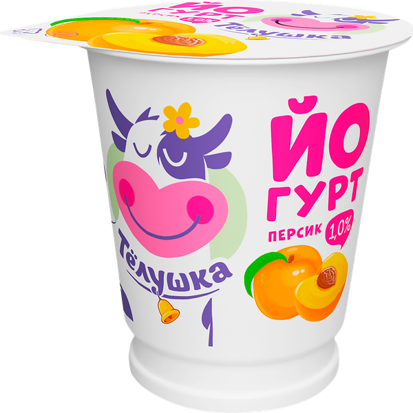 Йогурт ТЕЛУШКА Персик 1%, без змж