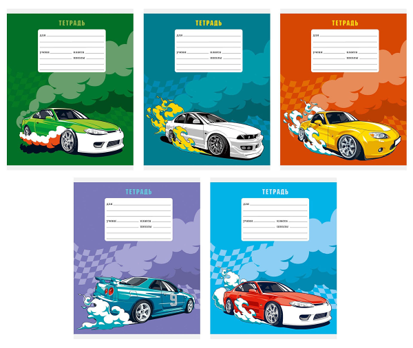 Тетрадь Listoff Гонка А5 линейка в ассортименте 18 л