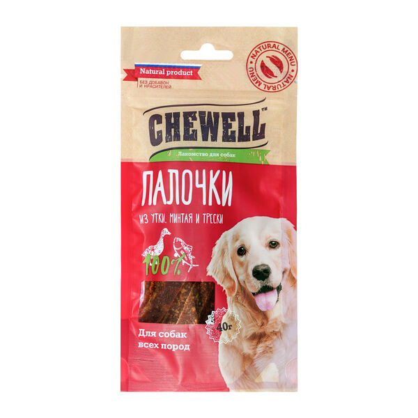 Лакомство Палочки из утки, минтая и трески,для собак всех пород