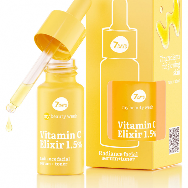 Сыворотка+тонер для лица придающая сияние коже 7Days My Beauty Week Vitamin C Elixir 1,5% 20 мл