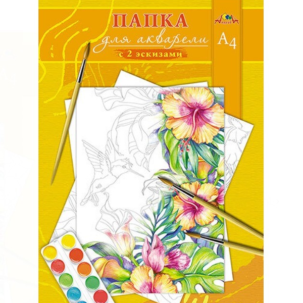 Папка для акварели АппликА А4, 10 листов, в ассортименте