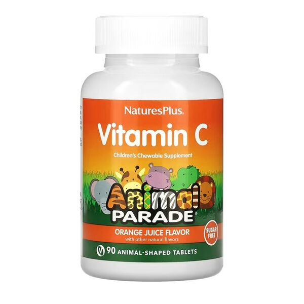 Бад Animal Parade Витамин C для детей со вкусом апельсинового сока 90 жевательных таблеток, США