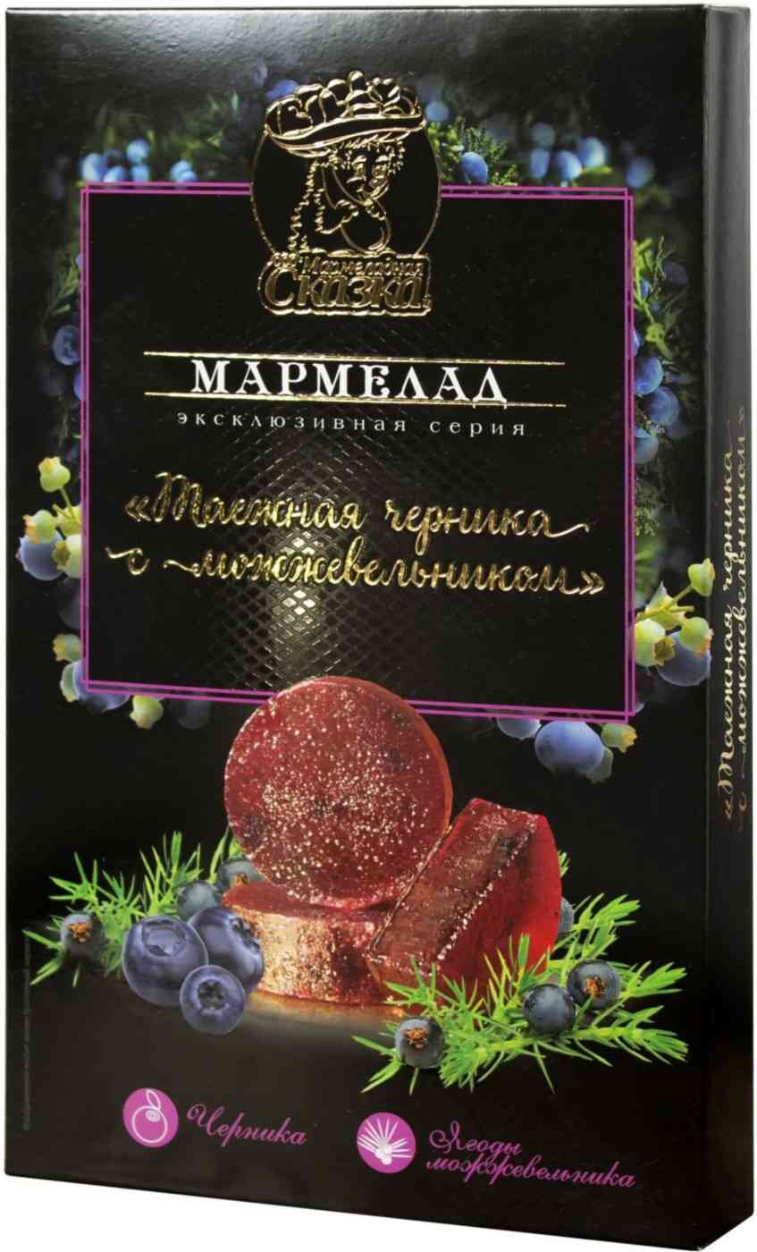 

Мармелад желейный формовой Мармеладная сказка с черникой-ягодами можжевельника 170 г