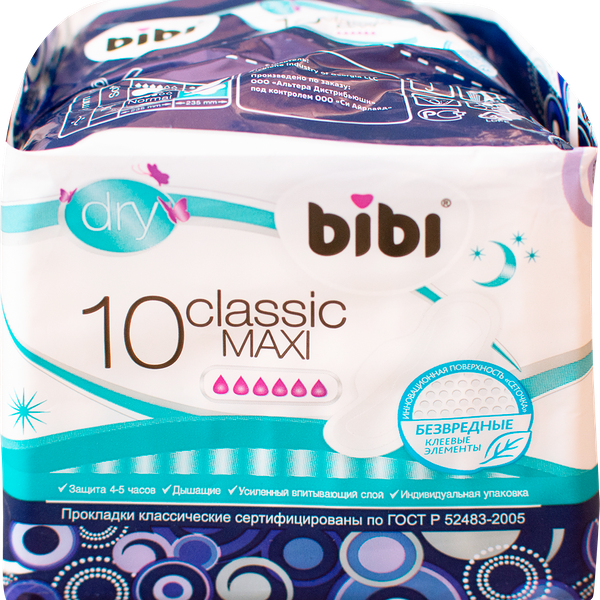 Прокладки BIBI Classic Maxi Dry, 10шт
