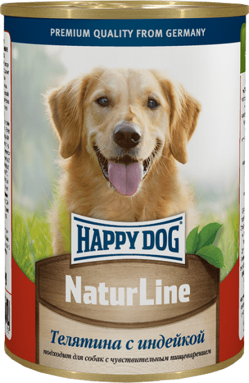 Happy Dog Natur Line консервы для собак Телятина и индейка 410г