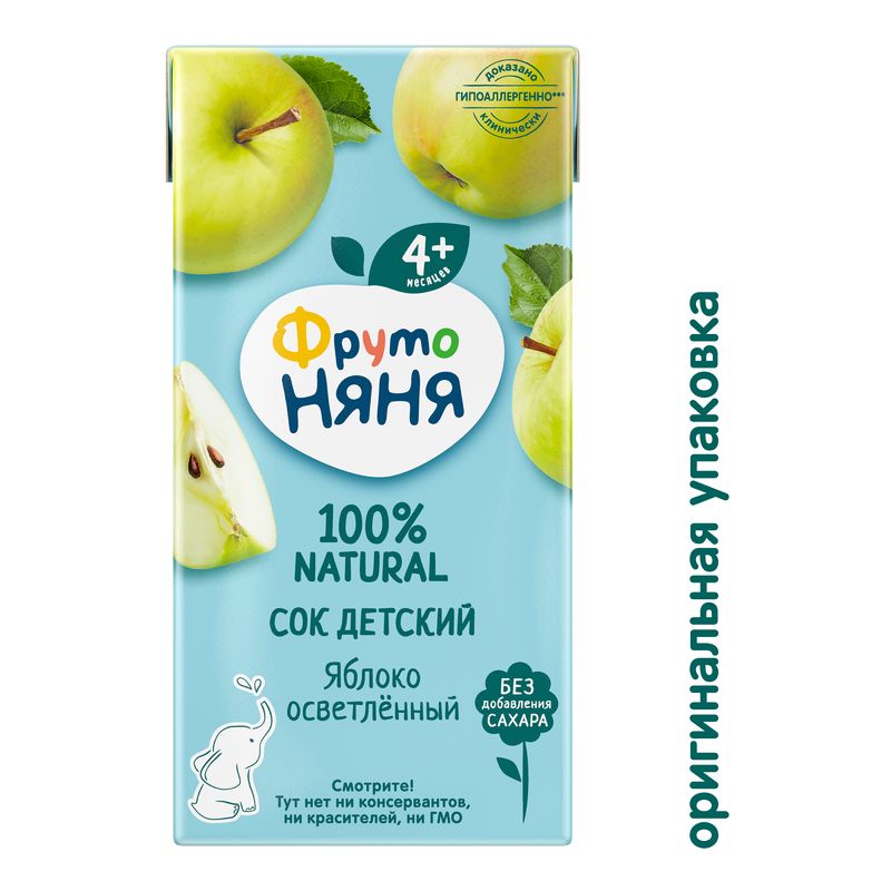 

Сок детский ФрутоНяня Яблоко осветленный с 4-х месяцев 200 мл