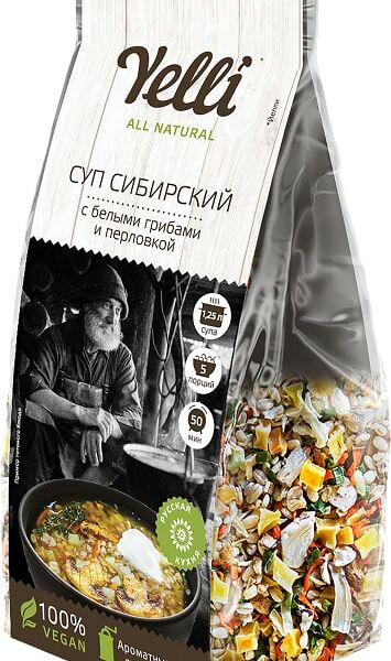 Суп Yelli Сибирский с белыми грибами и перловкой 125г