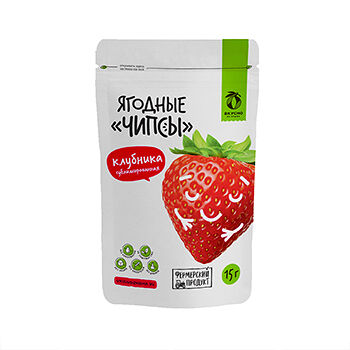 Чипсы ягодные Вкусно из Крыма Клубника сублимированная без сахара 15г, Россия