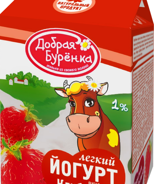 Йогурт питьевой ДОБРАЯ БУРЕНКА Клубника 1%, без змж