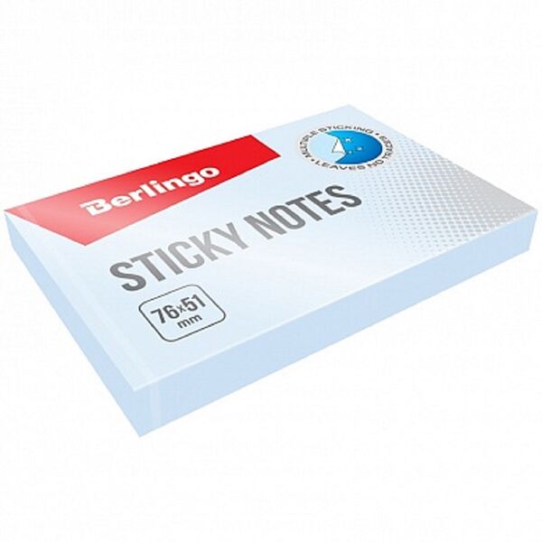 Самоклеящийся блок, 76*51мм, 100л., голубой Berlingo HN7651SB шт Berlingo