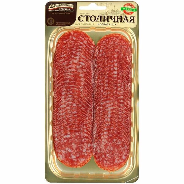 Колбаса сырокопчёная Егорьевская КГФ Столичная в нарезке, 100г