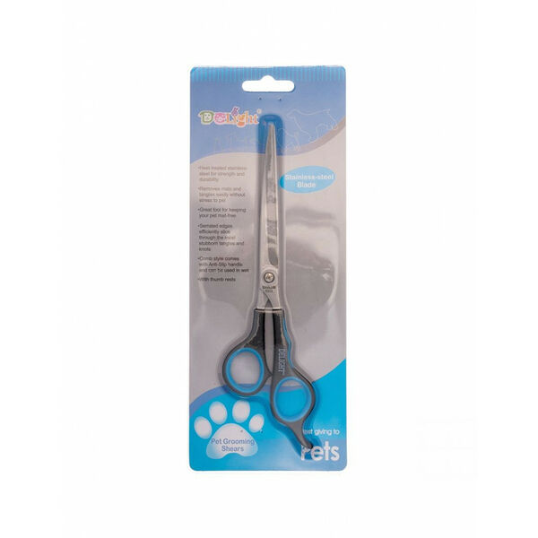 Ножницы для стрижки кошек и собак Pet Line DeLight изогнутые, полотно 8,5 см, смещённые кольца 19,5 см (8