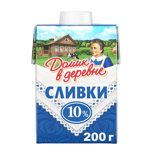 Сливки Домик в деревне 10% 200гр БЗМЖ (ВБД)