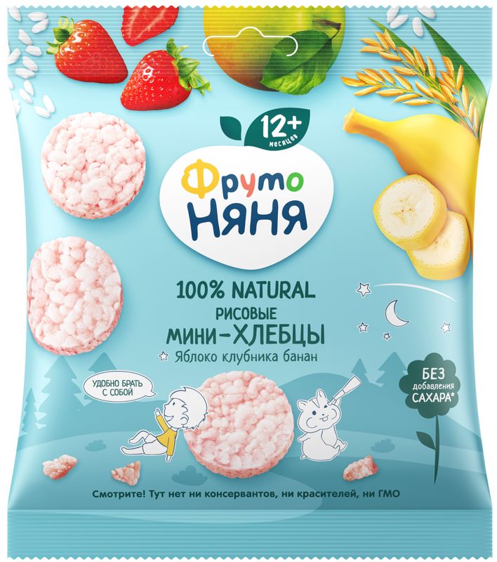 

Мини-хлебцы ФрутоНяня Яблоко, клубника и банан 30 г