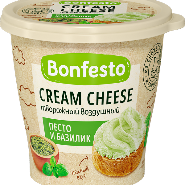 Сыр творожный Bonfesto Кремчиз песто и базилик 125 г