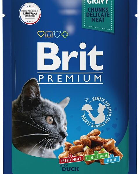 Влажный корм для кошек Brit Premium с уткой в соусе 85г