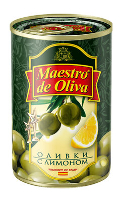 Оливки Maestro de Oliva зеленые с лимоном 300 г