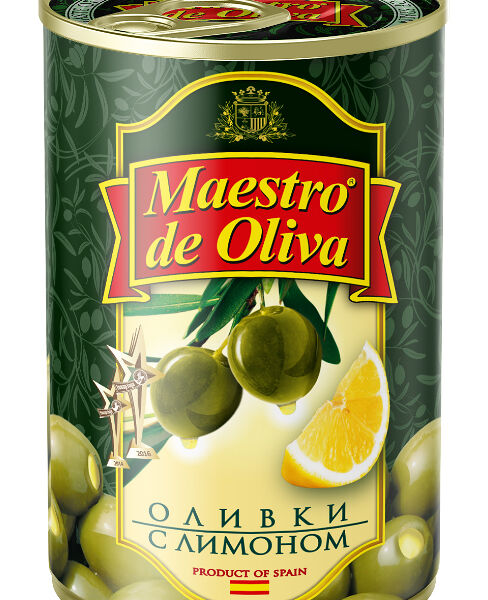 Оливки Maestro de Oliva зеленые с лимоном 300 г
