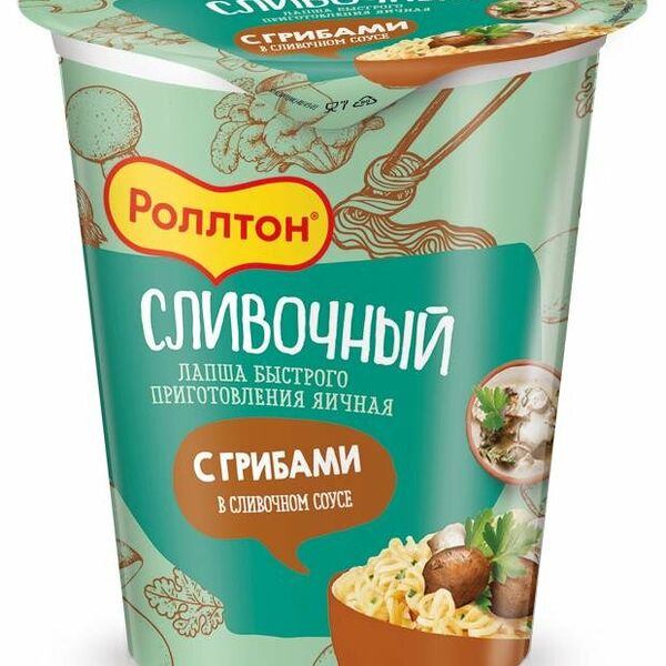 Лапша Роллтон с грибами в сливочном соусе