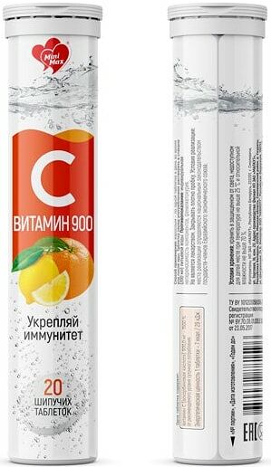БАД Витатека Витамин С 900 Мирролла со вкусом апельсина 20шт