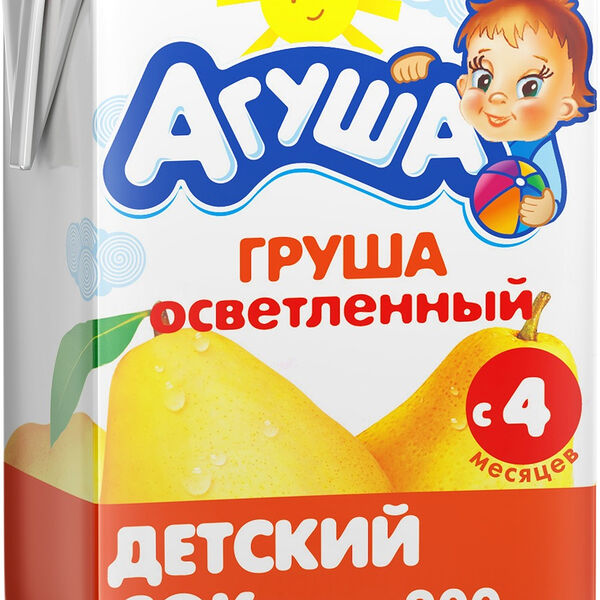 Детский сок осветлённый Агуша Груша с 4 месяцев
