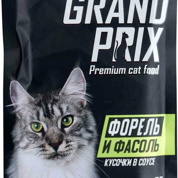 Корм для кошек Grand Prix в соусе форель и фасоль