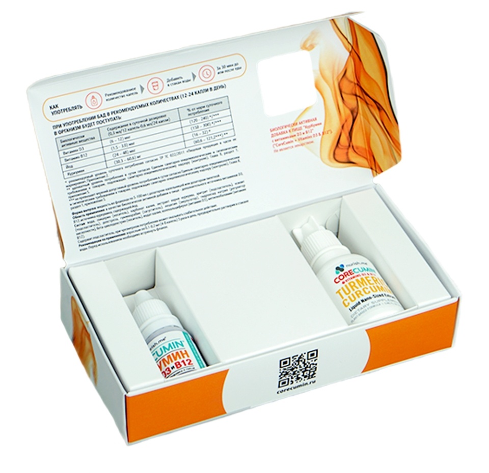

Бад CoreCumin Turmeric Curcumin Куркумин с витаминами D3 и B12 25мл + подарок 10мл, США
