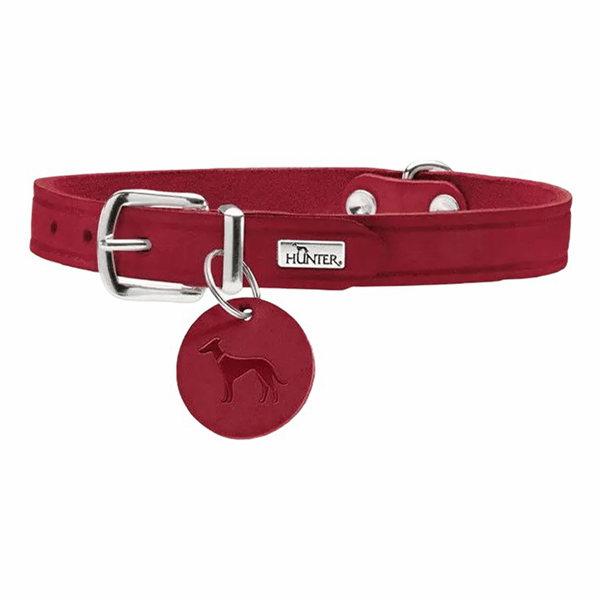 Ошейник для собак Hunter Aalborg кожаный красный 38-47 см