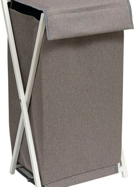 Корзина для белья Violet Элит складная серый белый