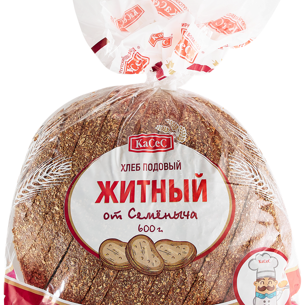 Хлеб КАСЕС Житный от Семеныча, в нарезке, 600г