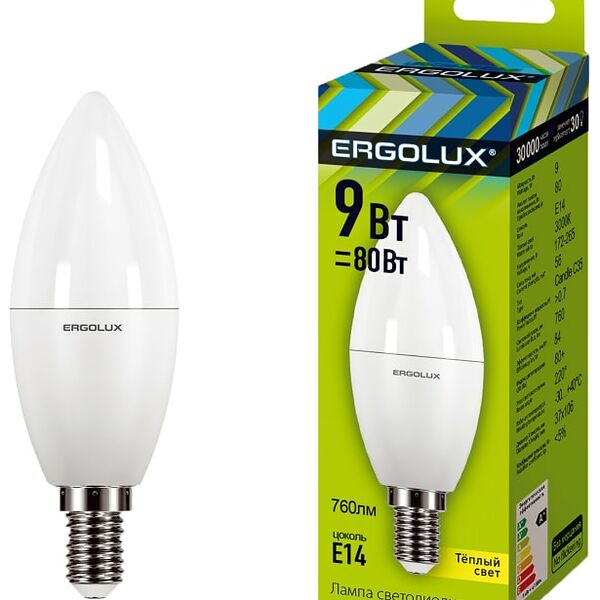 Лампа светодиодная Ergolux LED E14 9Вт
