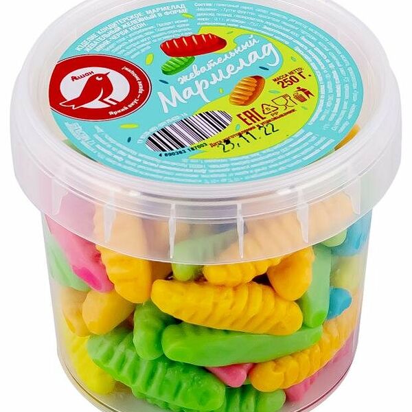 Мармелад Ашан Красная птица Мини-черви неон