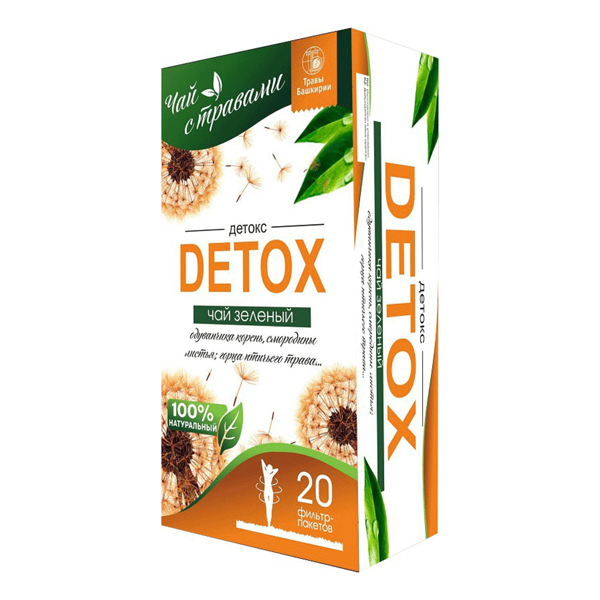 Чай зеленый Травы Башкирии Detox с растительным сырьем 20пак 30г