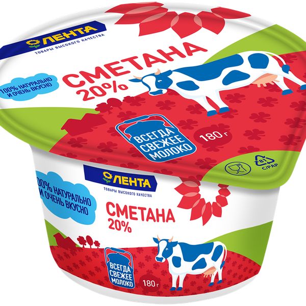 Сметана ЛЕНТА 20%, без змж