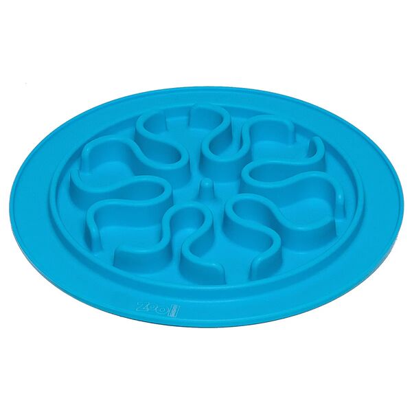 ZooOne Миска d24 см силиконовая рельефная (волны) игровая для медленного поедания корма (голубая)