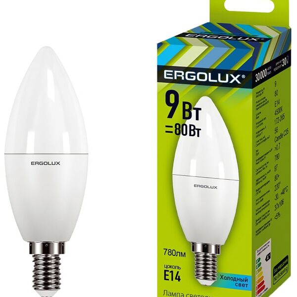 Лампа светодиодная Ergolux LED E14 9Вт