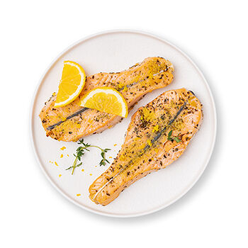 Кижуч запеченный стейк на коже с цедрой апельсина от бренд-шефа АВ, Россия