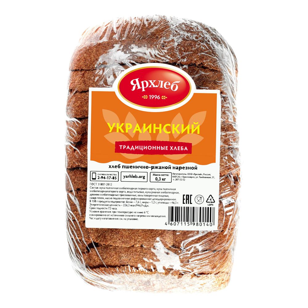 

Хлеб МОЛОЧНЫЕ ПРОДУКТЫ Украинский новый, 300г