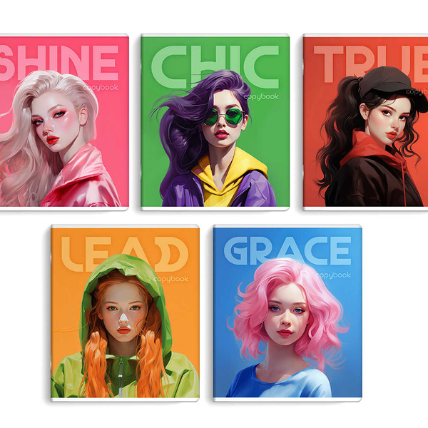 Тетрадь Феникс клетка 48л выборочный твин УФ-лак обложка с девочками в ассортименте